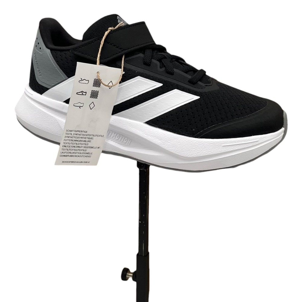 Adidas Duramo Big Boys Girls Slip-on Running Shoes Size 2 Black White Sneakers